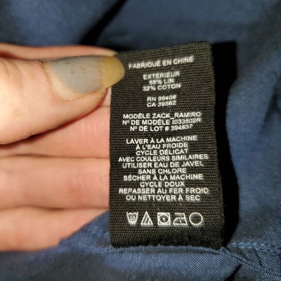 Theory Men´s Zack Ramiro Linen Cotton Blend Button Front Long Sleeve Shirt M - Picture 10 of 11